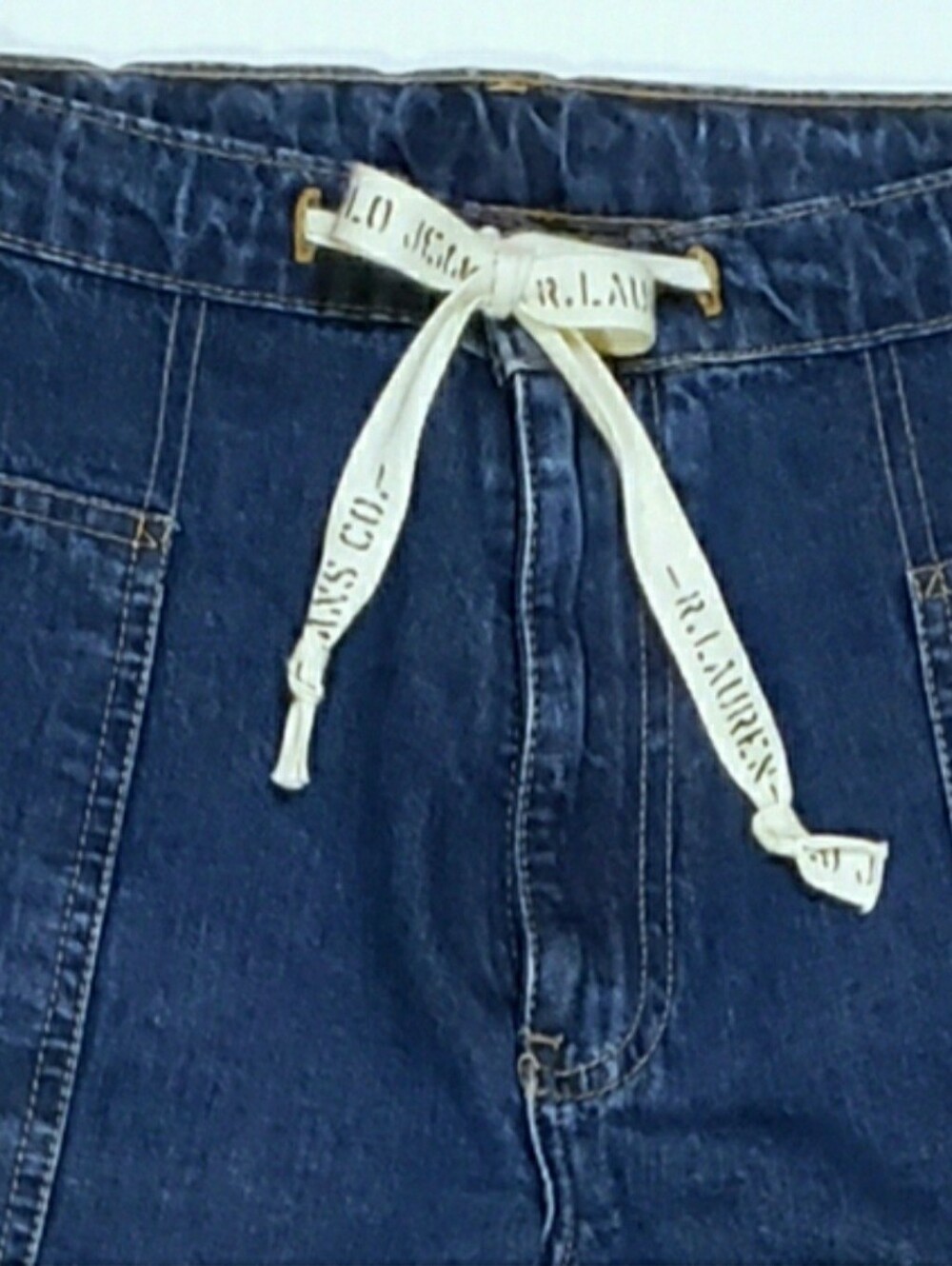 Ralph Lauren High Waist Wide Leg Drawstring Logo Jeans - Picture 3 of 5